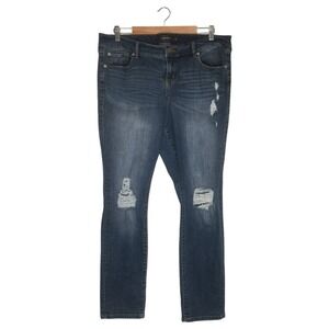 Torrid Jeans Womens 16R Boyfriend Distressed Mid Rise Medium Wash Wiskering Blue